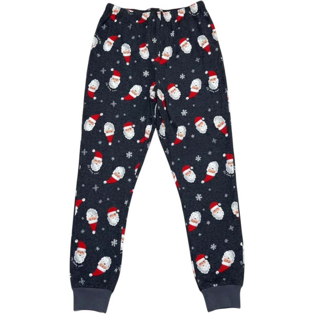 Old Navy Pajama Pants Mens L Tall Gray Santa Snowflake Jogger Cotton Holiday PJ